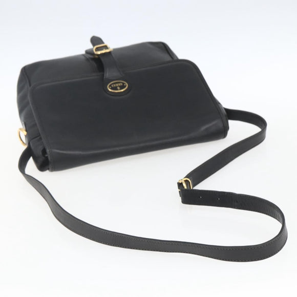 GUCCI Shoulder Bag Leather Black Gold 001 23 1098 Auth 164795