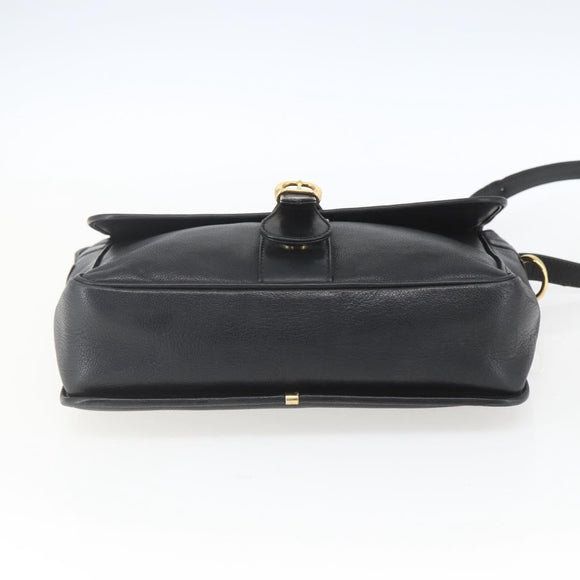 GUCCI Shoulder Bag Leather Black Gold 001 23 1098 Auth 164795
