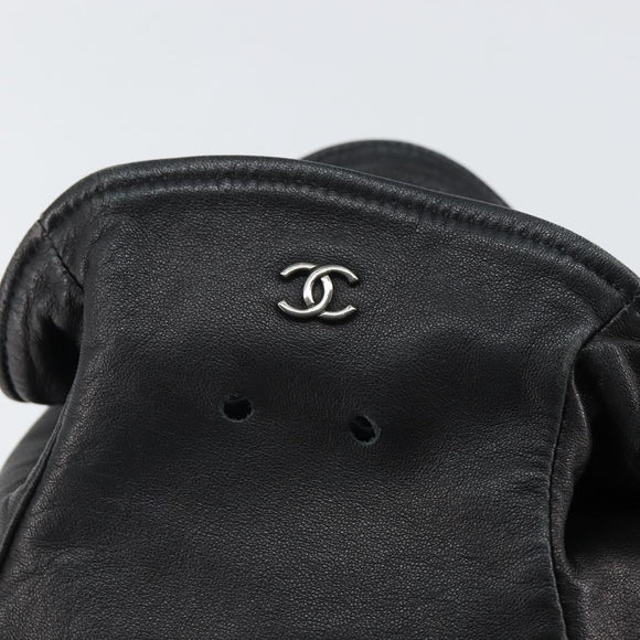 CHANEL Purse Pouch Lamb Skin Black CC Auth 164798