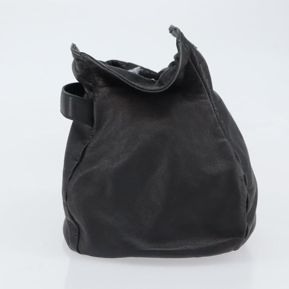 CHANEL Purse Pouch Lamb Skin Black CC Auth 164798