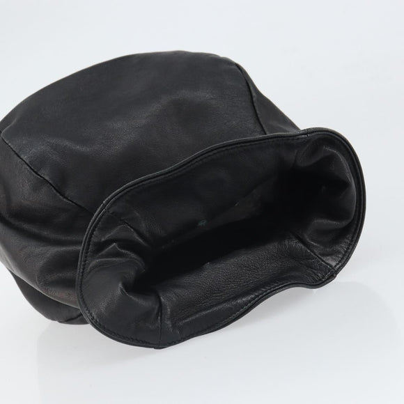 CHANEL Purse Pouch Lamb Skin Black CC Auth 164798