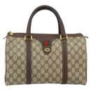 GUCCI GG Supreme Web Sherry Line Hand Bag PVC Beige Gold 40 02 007 Auth 164799-2