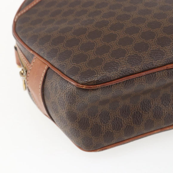 CELINE Macadam Canvas Shoulder Bag PVC Leather Brown Gold Auth 164800