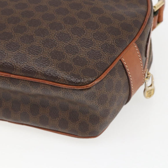 CELINE Macadam Canvas Shoulder Bag PVC Leather Brown Gold Auth 164800