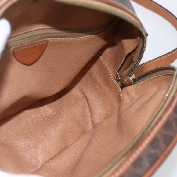 CELINE Macadam Canvas Shoulder Bag PVC Leather Brown Gold Auth 164800