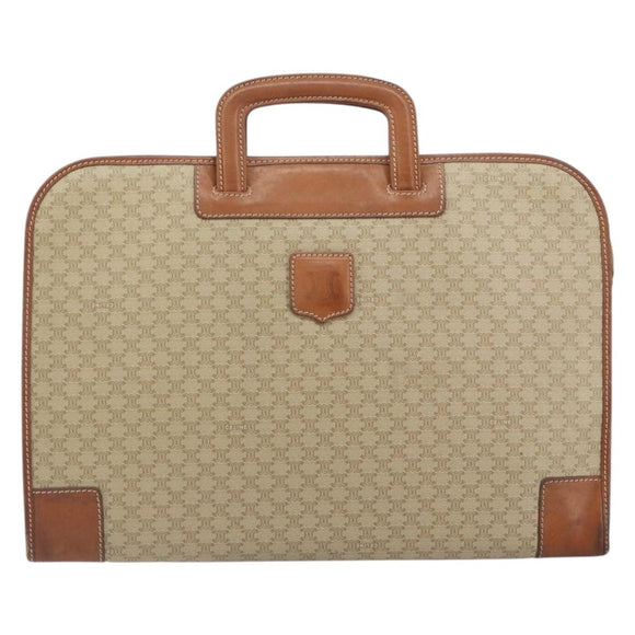 CELINE Macadam Canvas Hand Bag PVC Beige Gold Auth 164813