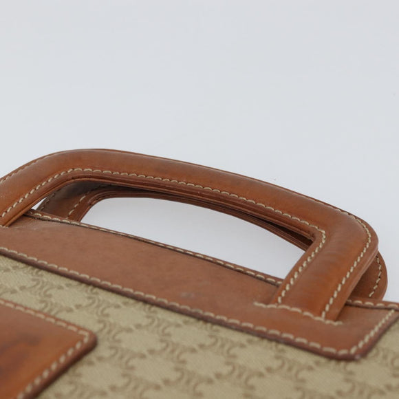 CELINE Macadam Canvas Hand Bag PVC Beige Gold Auth 164813