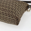 FENDI Zucchino Canvas Shoulder Bag Beige Gold Auth 164816-9