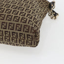FENDI Zucchino Canvas Shoulder Bag Beige Gold Auth 164816-15