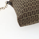 FENDI Zucchino Canvas Shoulder Bag Beige Gold Auth 164816-16