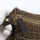 FENDI Zucchino Canvas Shoulder Bag Beige Gold Auth 164816-10