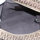 FENDI Zucchino Canvas Shoulder Bag Beige Gold Auth 164816-11