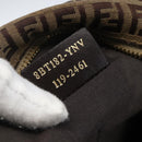 FENDI Zucchino Canvas Shoulder Bag Beige Gold Auth 164816-12