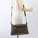 FENDI Zucchino Canvas Shoulder Bag Beige Gold Auth 164816-22