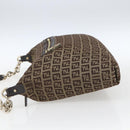 FENDI Zucchino Canvas Shoulder Bag Beige Gold Auth 164816-3
