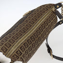 FENDI Zucchino Canvas Shoulder Bag Beige Gold Auth 164816-6