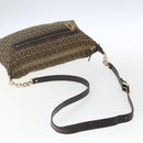 FENDI Zucchino Canvas Shoulder Bag Beige Gold Auth 164816-7
