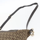 FENDI Zucchino Canvas Shoulder Bag Beige Gold Auth 164816-8