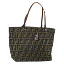 FENDI Zucca Canvas Tote Bag Black Brown Auth 164817-1