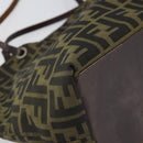 FENDI Zucca Canvas Tote Bag Black Brown Auth 164817-11