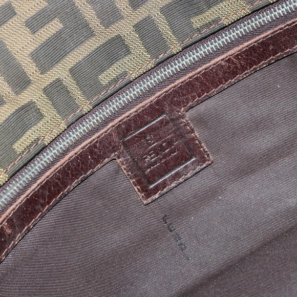 FENDI Zucca Canvas Tote Bag Black Brown Auth 164817
