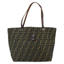 FENDI Zucca Canvas Tote Bag Black Brown Auth 164817-2