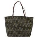 FENDI Zucca Canvas Tote Bag Black Brown Auth 164817-3