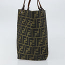 FENDI Zucca Canvas Tote Bag Black Brown Auth 164817-4