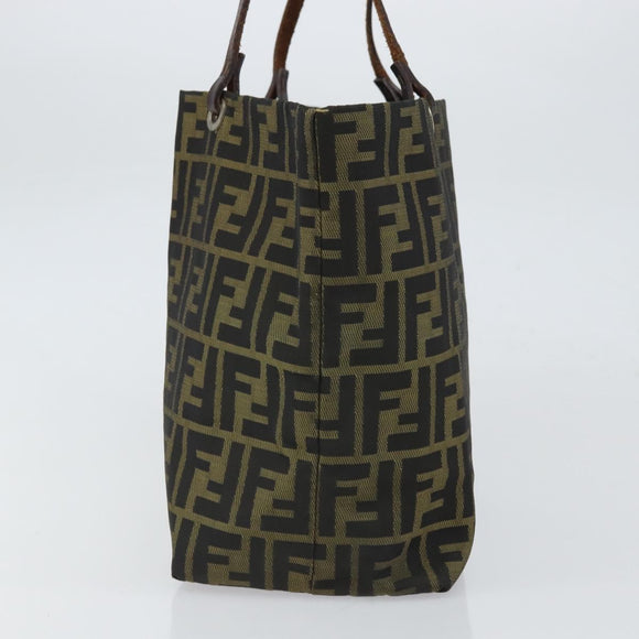 FENDI Zucca Canvas Tote Bag Black Brown Auth 164817