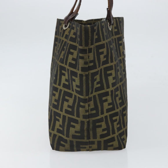 FENDI Zucca Canvas Tote Bag Black Brown Auth 164817