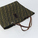 FENDI Zucca Canvas Tote Bag Black Brown Auth 164817-6