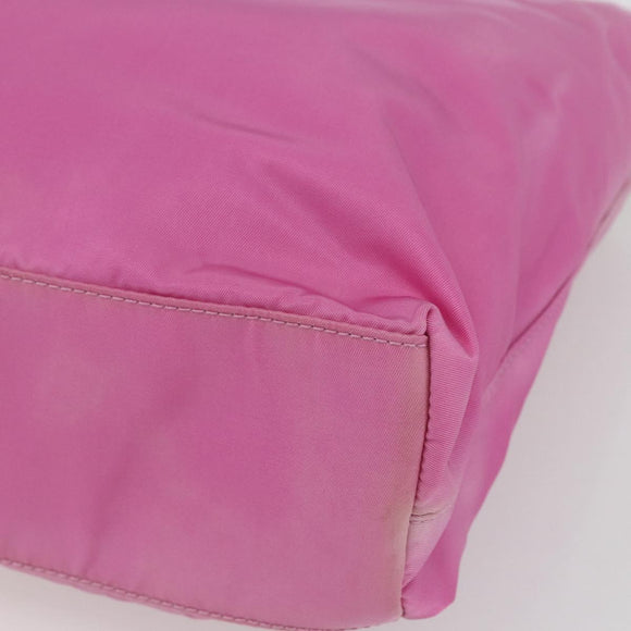 PRADA Tote Bag Nylon Pink Silver Auth 164823