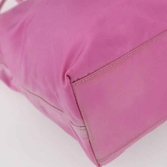 PRADA Tote Bag Nylon Pink Silver Auth 164823