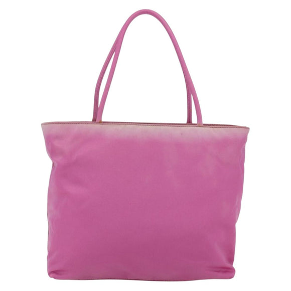 PRADA Tote Bag Nylon Pink Silver Auth 164823
