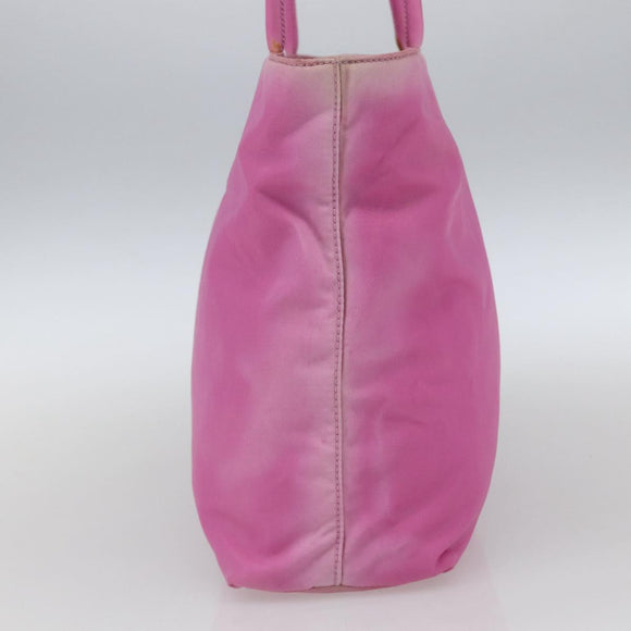 PRADA Tote Bag Nylon Pink Silver Auth 164823
