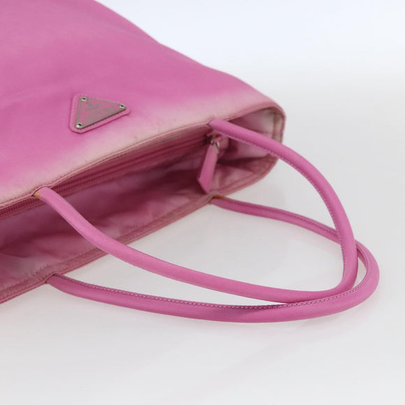 PRADA Tote Bag Nylon Pink Silver Auth 164823
