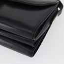GUCCI Shoulder Bag Leather Navy Gold Auth 164825-11