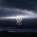 GUCCI Shoulder Bag Leather Navy Gold Auth 164825-16