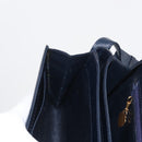 GUCCI Shoulder Bag Leather Navy Gold Auth 164825-19