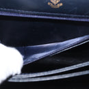GUCCI Shoulder Bag Leather Navy Gold Auth 164825-24