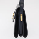 GUCCI Shoulder Bag Leather Navy Gold Auth 164825-4