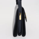 GUCCI Shoulder Bag Leather Navy Gold Auth 164825-5