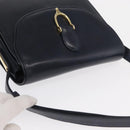 GUCCI Shoulder Bag Leather Navy Gold Auth 164825-6