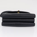 GUCCI Shoulder Bag Leather Navy Gold Auth 164825-9