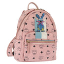 MCM Vicetos Logogram Backpack PVC Leather Pink Gold Auth 164828-1
