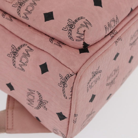 MCM Vicetos Logogram Backpack PVC Leather Pink Gold Auth 164828