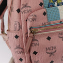 MCM Vicetos Logogram Backpack PVC Leather Pink Gold Auth 164828-19