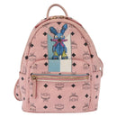 MCM Vicetos Logogram Backpack PVC Leather Pink Gold Auth 164828-13