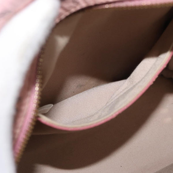 MCM Vicetos Logogram Backpack PVC Leather Pink Gold Auth 164828