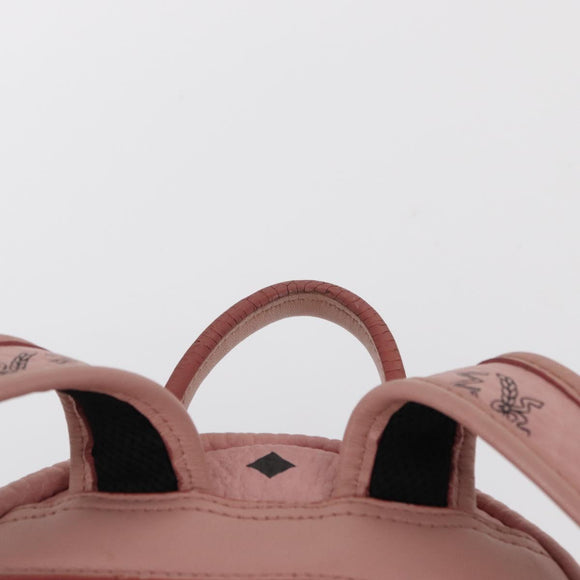 MCM Vicetos Logogram Backpack PVC Leather Pink Gold Auth 164828
